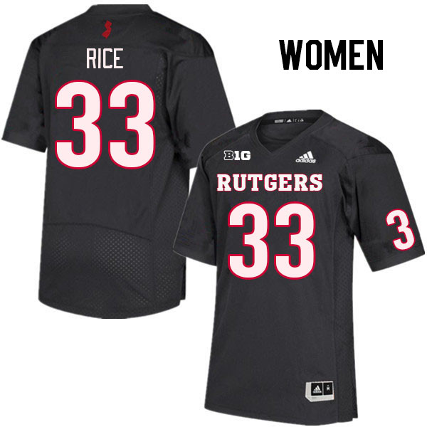 Women #33 Lance Rice Rutgers Scarlet Knights College Football Jerseys Stitched Sale-Black